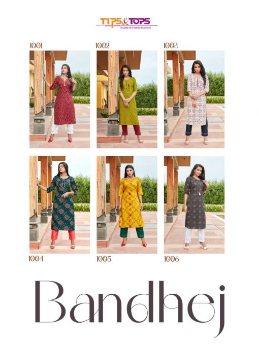 Tips Tops Bandhej Kurti with Pant Wholesale Catalog 6 Pcs 8 510x680 - Tips & Tops Bandhej Kurti with Pant Wholesale Catalog 6 Pcs