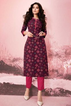 Z Black Saleena Kurti with Pant Wholesale Catalog 6 Pcs