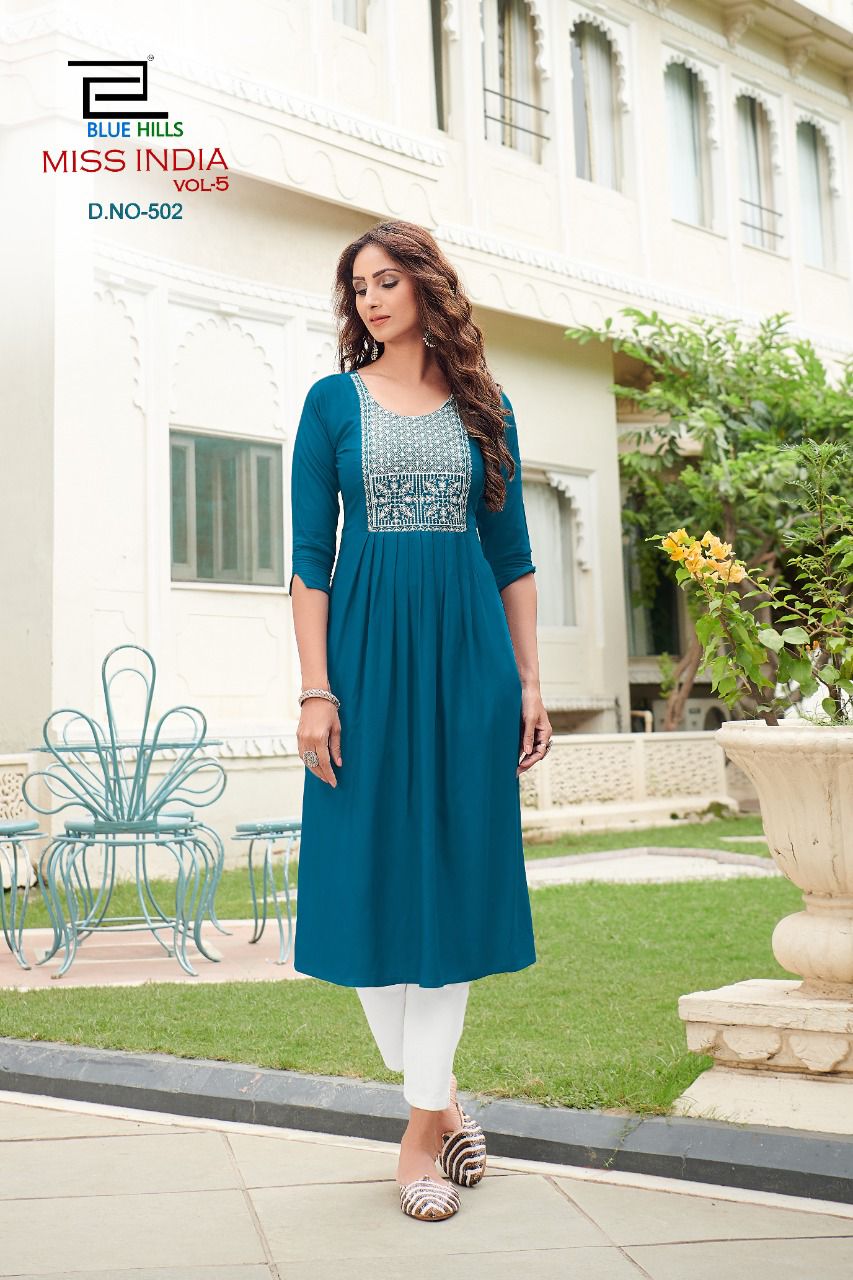 Powder Blue Kurtas Online from Soch Shop Powder Blue Cotton Anarkali Kurta  With Floral Print And Gota Patti at Soch