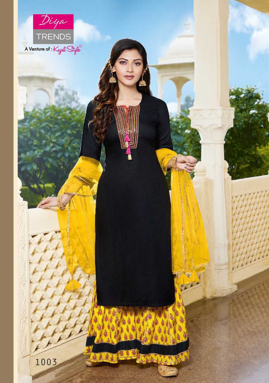 Buy Yellow Embroidered Kurta With Black Salwar And Dupatta Online - Shop  for W