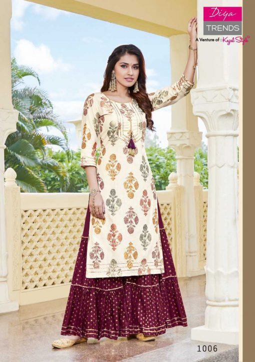 Diya Trends Festival Tadka Vol 1 by Kajal Style Kurti with Dupatta Palazzo or Skirt or Sharara Wholesale Catalog 8 Pcs 8 510x725 - Diya Trends Festival Tadka Vol 1 by Kajal Style Kurti with Dupatta Palazzo or Skirt or Sharara Wholesale Catalog 8 Pcs