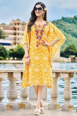 Kajal Style Cocktail Vol 1 Kaftan Kurti Wholesale Catalog 10 Pcs