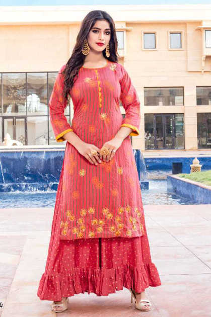 Pink Patola Printed Gota Embroidered Anarkali Kurta - InWeave