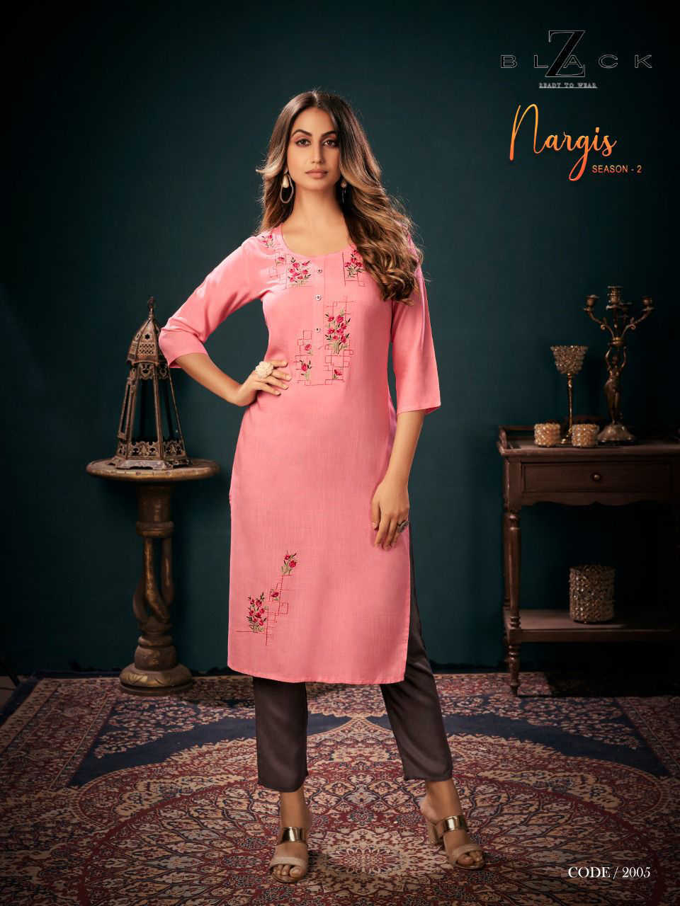 Z-BLACK Has Launched Rayon Designer Regular Wear Slub Kurtis With  Embroidery Work On Pazzo - The Ethnic World