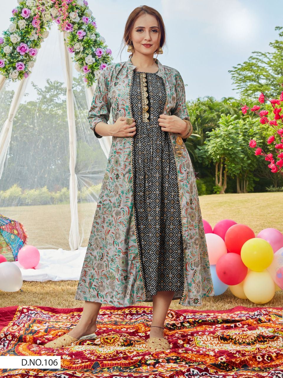 Littledesire Round Neck Shrug Style Printed Kurta , Ethnic Wear, Trendy  Kurtis & Gowns Free Delivery India.