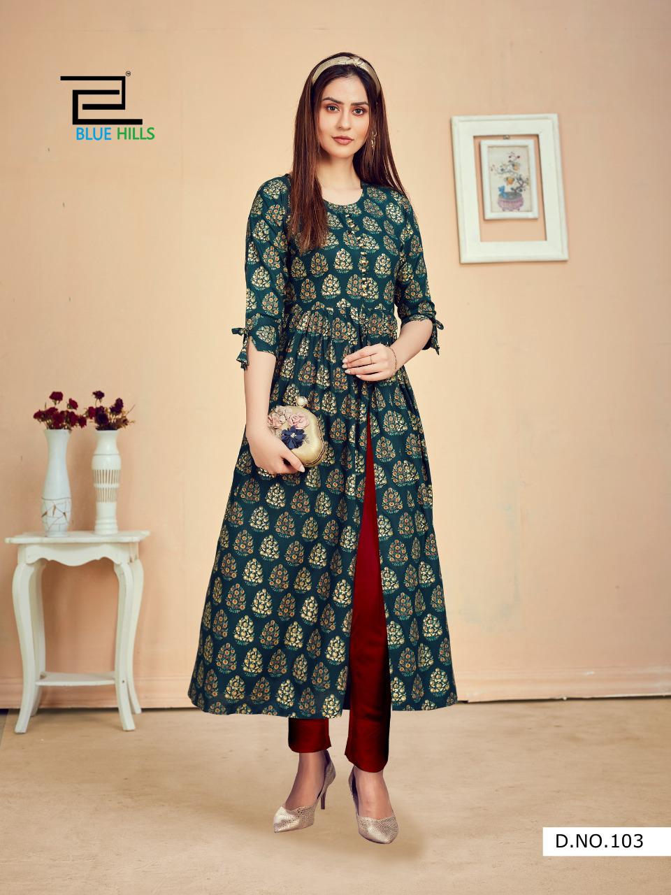 Blue Hills Calendar Vol 5 Nx Kurti Wholesale Catalog 7 Pcs