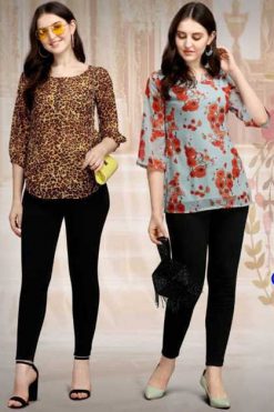 Jelite Georgette Tunics Vol 3 Tops Wholesale Catalog 8 Pcs