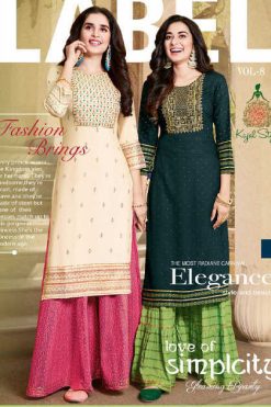 Kajal Style Fashion Label Vol 8 Kurti with Palazzo Sharara Wholesale Catalog 10 Pcs