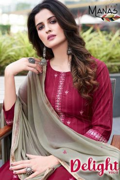 Manas Delight Vol 5 Kurti with Dupatta Bottom Wholesale Catalog 6 Pcs