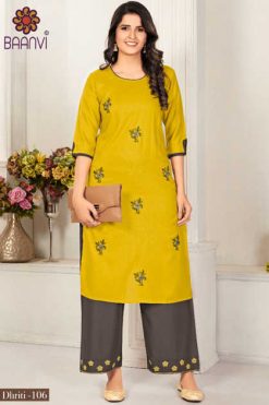 R Studio Dhriti Vol 1 by Baanvi Kurti with Palazzo Wholesale Catalog 8 Pcs