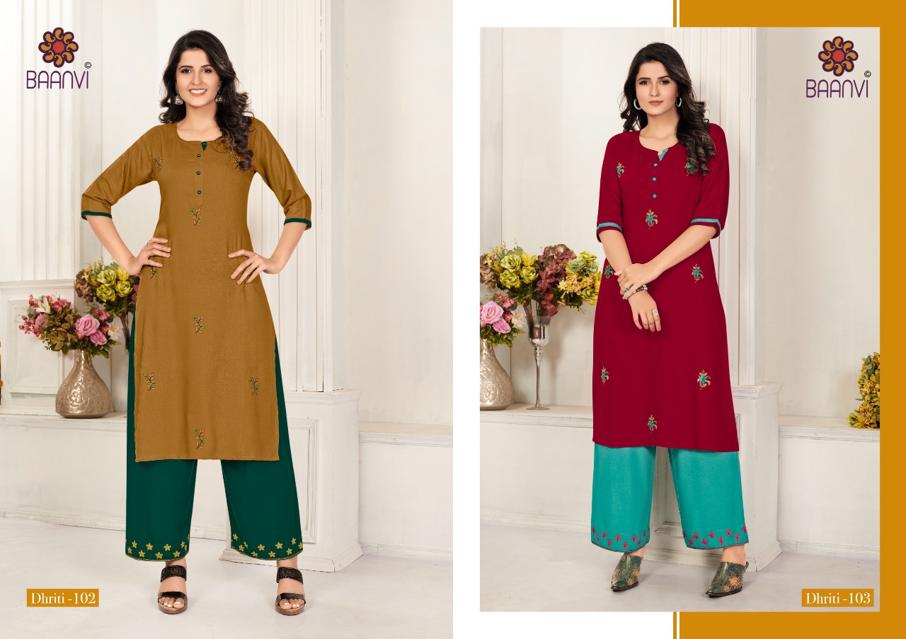 R Studio Dhriti Vol 1 by Baanvi Kurti with Palazzo Wholesale Catalog 8 Pcs Suratfabric