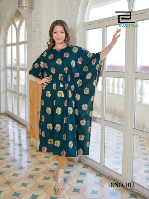 Blue Hills Pushpa Kaftan Kurti Wholesale Catalog 4 Pcs 2 510x680 - Blue Hills Pushpa Kaftan Kurti Wholesale Catalog 4 Pcs