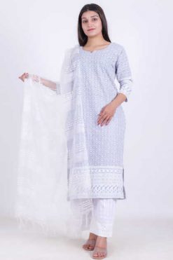 Chikankari Kurti with Botton Dupatta Wholesale Catalog 6 Pcs