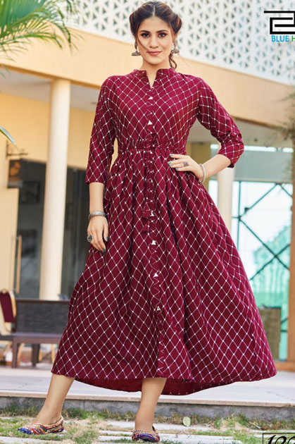 Paavi Rayon Belt Printed Designer Kurtis Collection Wholesale Rate :  Textilebuzz