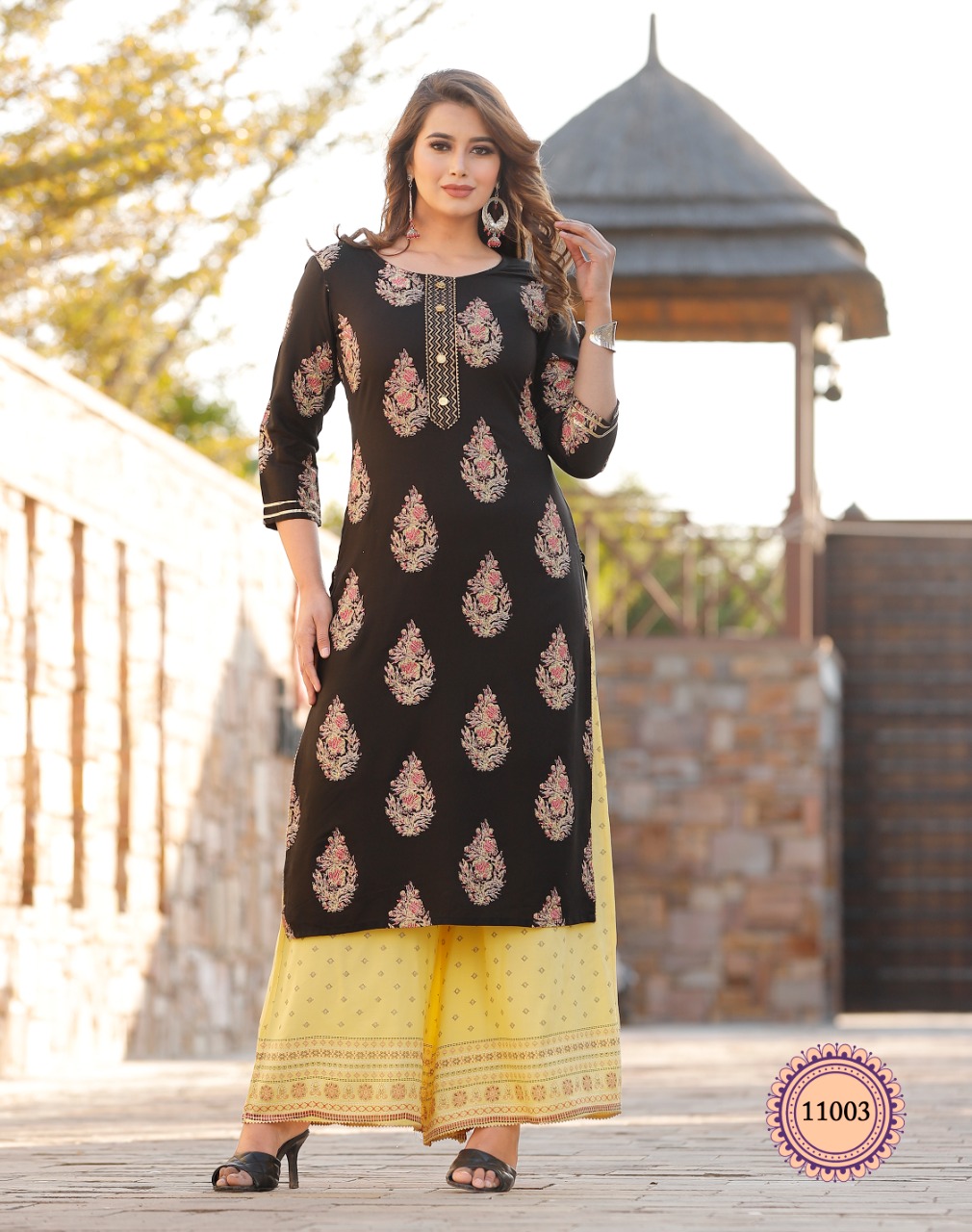 Heavy Faux Georgette kurti with palazzo 110