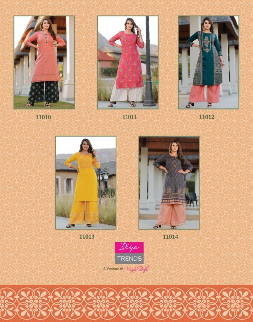 Diya Trends Bibas Vol 11 by Kajal Style Kurti with Palazzo Pant Wholesale Catalog 14 Pcs 17 510x648 - Diya Trends Biba’s Vol 11 by Kajal Style Kurti with Palazzo Pant Wholesale Catalog 14 Pcs