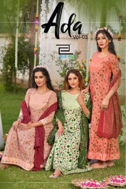 Blue Hills Ada Vol 3 Kurti with Dupatta Wholesale Catalog 5 Pcs