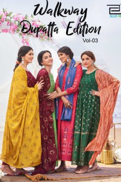 Blue Hills Walkway Dupatta Edition Vol 3 Kurti with Dupatta Wholesale Catalog 10 Pcs