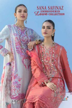Shree Fabs Sana Safinaz Embroidered Lawn Collection Salwar Suit Wholesale Catalog 6 Pcs