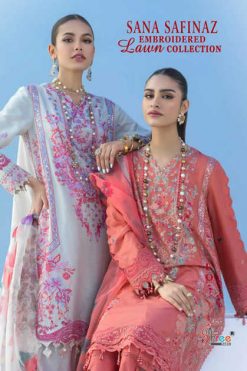 Shree Fabs Sana Safinaz Embroidered Lawn Collection Salwar Suit Wholesale Catalog 6 Pcs