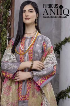 Deepsy Firdous Aniiq Lawn Embroidered Dupatta Salwar Suit Wholesale Catalog 6 Pcs