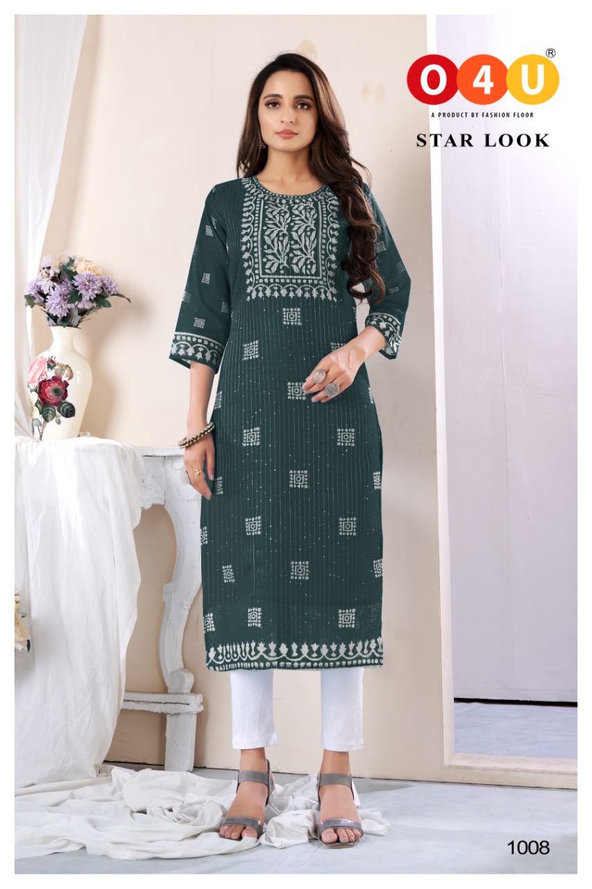 Green & Multi Coloured Premium Crepe Printed Women Daily wear Kurti, W –  Royskart