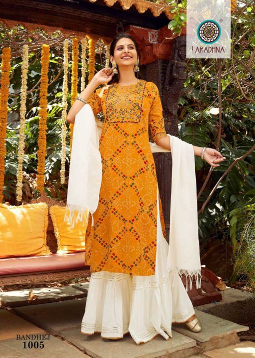 Aradhna Bandhej Vol 1 Kurti with Dupatta Sharara Wholesale Catalog 8 Pcs 12 510x714 - Aradhna Bandhej Vol 1 Kurti with Dupatta Sharara Wholesale Catalog 8 Pcs