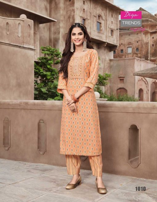 Diya Trends Goldy Vol 1 by Kajal Style Kurti with Pant Wholesale Catalog 10 Pcs 11 510x655 - Diya Trends Goldy Vol 1 by Kajal Style Kurti with Pant Wholesale Catalog 10 Pcs