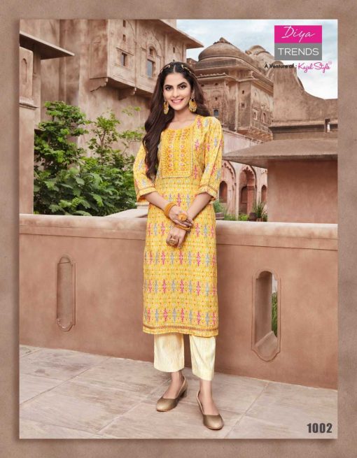 Diya Trends Goldy Vol 1 by Kajal Style Kurti with Pant Wholesale Catalog 10 Pcs 3 510x655 - Diya Trends Goldy Vol 1 by Kajal Style Kurti with Pant Wholesale Catalog 10 Pcs