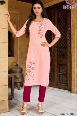 R Studio Sitara Vol 1 by Baanvi Kurti with Pant Wholesale Catalog 7 Pcs