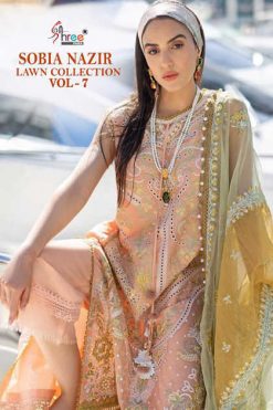 Shree Fabs Sobia Nazir Lawn Collection Vol 7 Salwar Suit Wholesale Catalog 6 Pcs