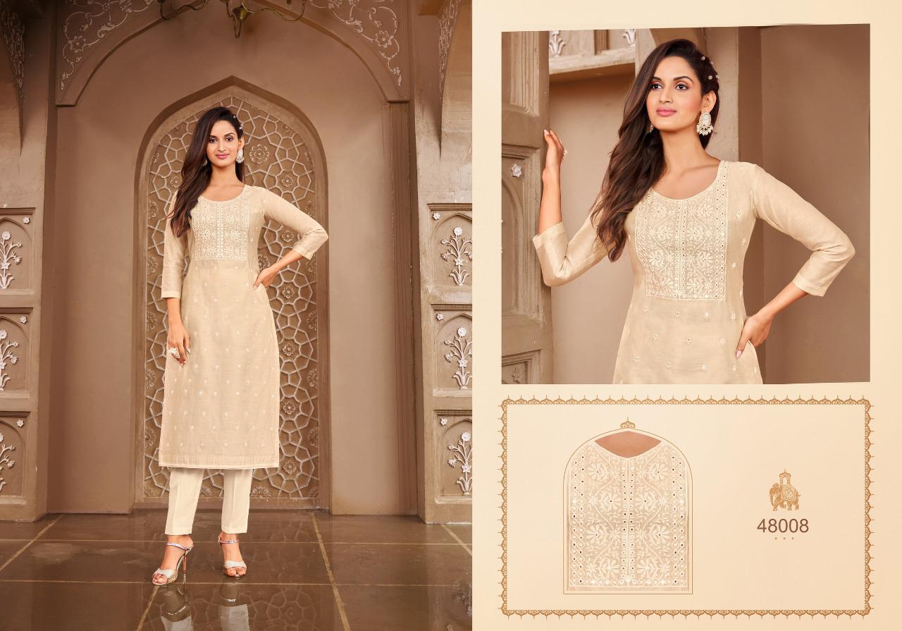 Cream Kurti with Pant And Dupatta | Leemboodi