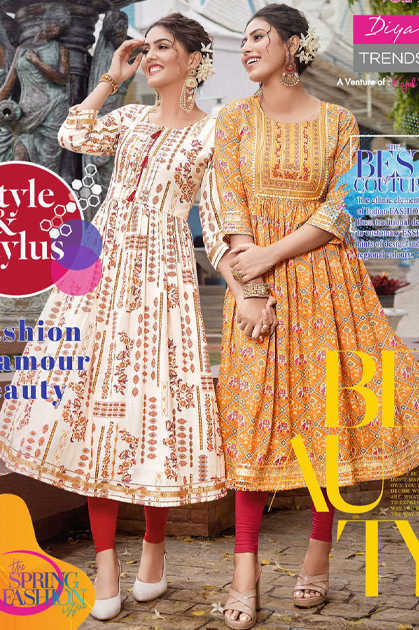 Diya Trends Colour Flair Vol 1 by Kajal Style Kurti Wholesale Catalog 9 Pcs
