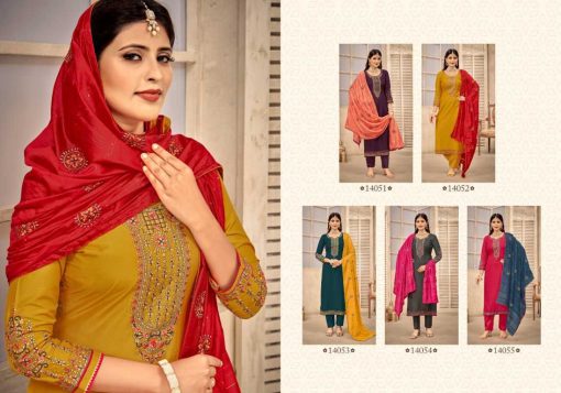 Panch Ratna Vartika by Kessi Muslin Silk Salwar Suit Catalog 5 Pcs 8 510x357 - Panch Ratna Vartika by Kessi Muslin Silk Salwar Suit Catalog 5 Pcs