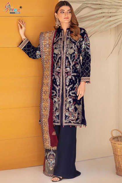 Shree Fabs Ramsha Velvet Collection Salwar Suit Wholesale Catalog 5 Pcs
