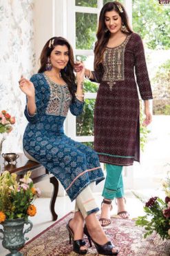 Kiana Bandhani Vol 4 Kurti with Pant Rayon Catalog 8 Pcs