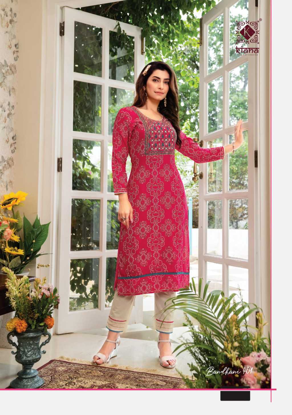 PREMIUM BANDHANI RAYON SLUB BANDHEJ PRINT HANDWORK NEW ELEGANT GORGEOUS  LOOK LATEST TRENDY STYLISH BANDHANI KURTI WITH PANT BEST RATE ONLINE IN  INDIA MALAYSIA - Reewaz International | Wholesaler & Exporter of