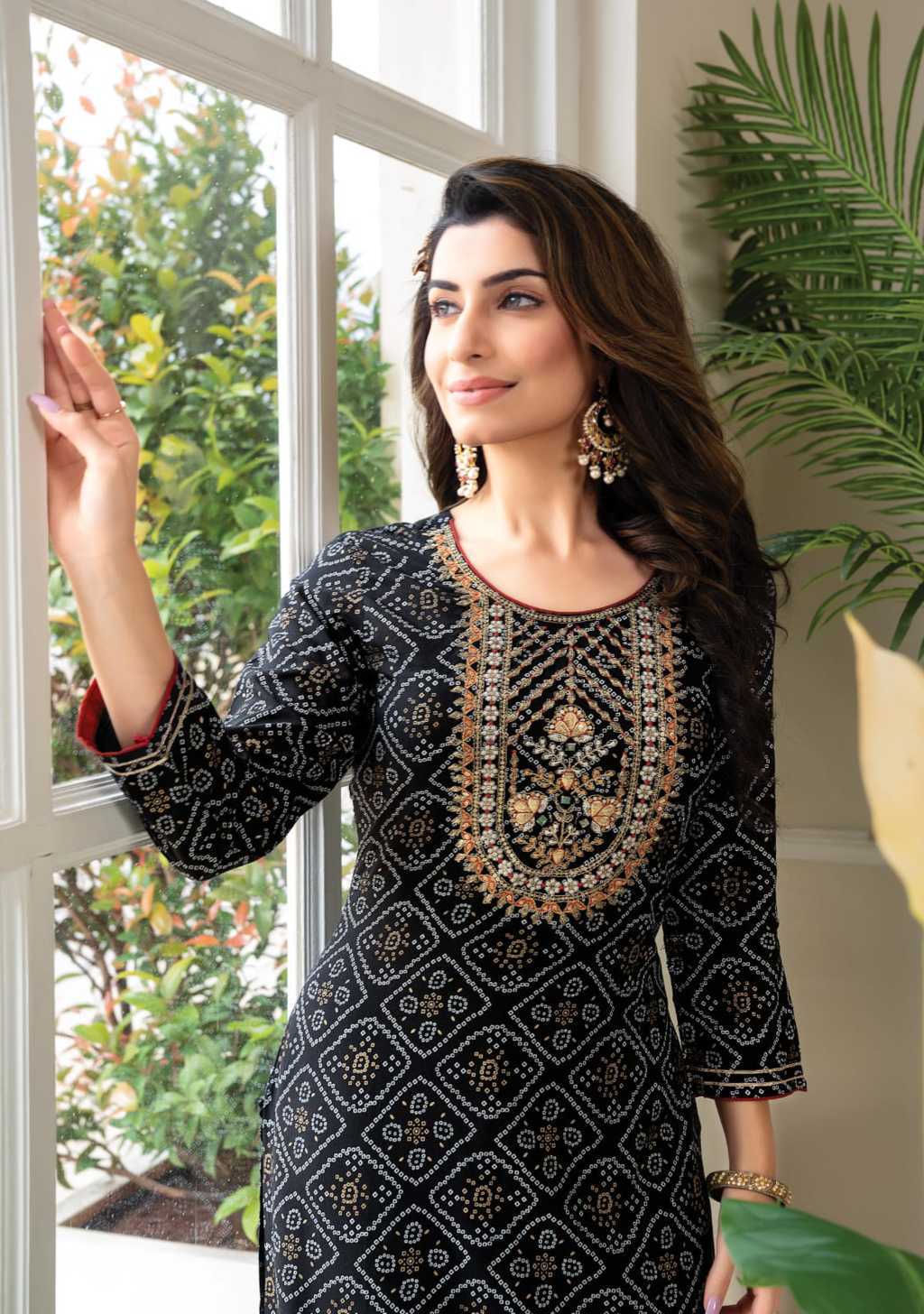 Ethnic Traditional Bandhani Style Black Colour Festive Kurti - KSM PRINTS -  4211735