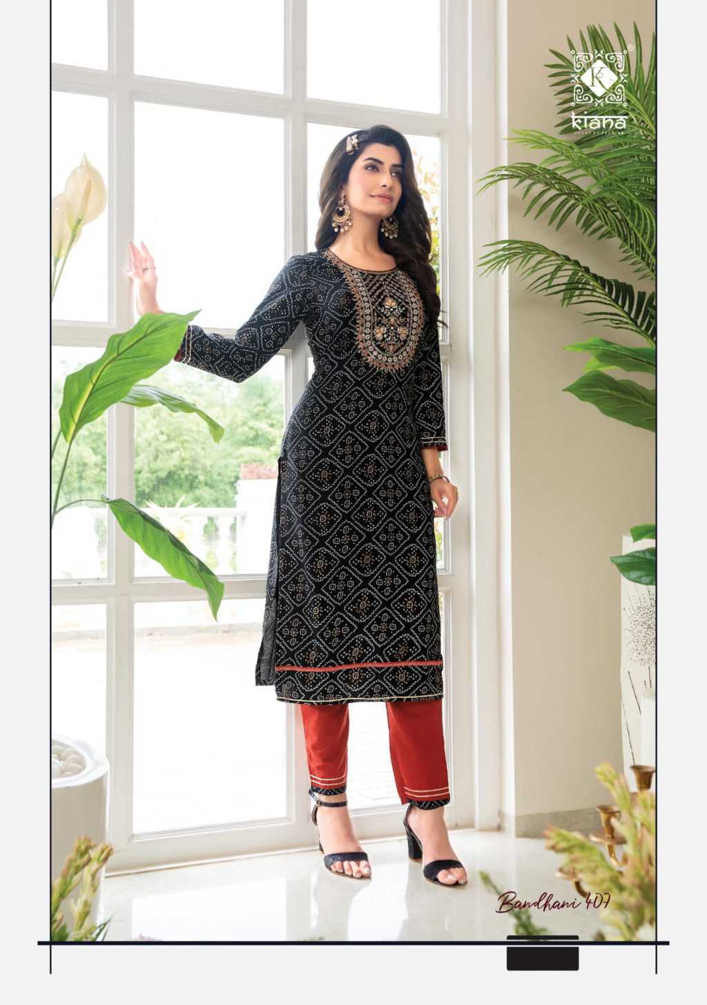 Kiana Bandhani Vol 4 Kurti with Pant Rayon Catalog 8 Pcs - Suratfabric.com