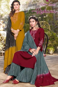 Ladies Flavour Ruhana Vol 5 Kurti with Bottom Dupatta Viscose Chanderi Catalog 6 Pcs 247x371 - Surat Fabrics