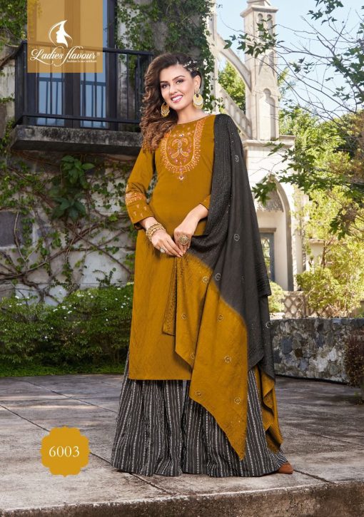 Ladies Flavour Ruhana Vol 5 Kurti with Bottom Dupatta Viscose Chanderi Catalog 6 Pcs 6 510x725 - Ladies Flavour Ruhana Vol 5 Kurti with Bottom Dupatta Viscose Chanderi Catalog 6 Pcs