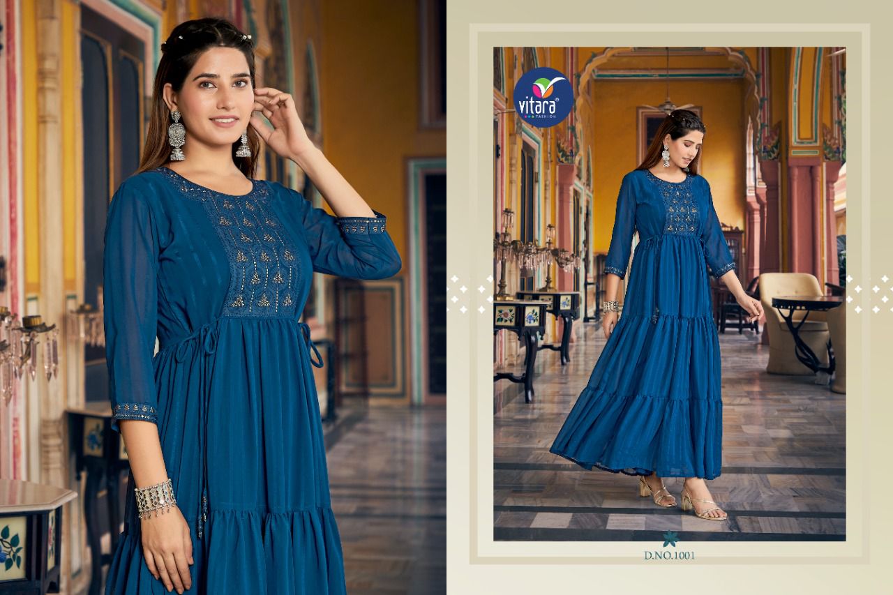 FABULOUS BY BONIE NEW HEAVY FANCY DESIGNER GEORGETTE KURTI COLLECTION  WHOLESALER