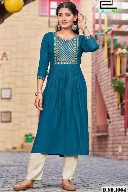 Blue and blue brand kurtis on sale