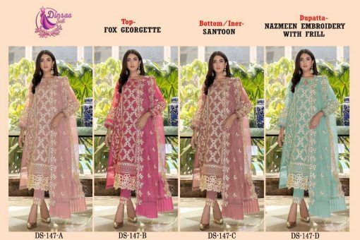 Dinsaa Ds 147 Georgette Salwar Suit Catalog 4 Pcs 5 510x340 - Dinsaa Ds 147 Georgette Salwar Suit Catalog 4 Pcs