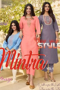 Diya Trends Mintra Vol 1 by Kajal Style Rayon Kurti with Pant Catalog 12 Pcs