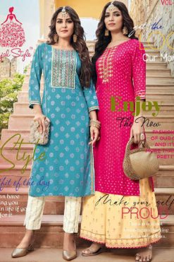 Kajal Style Fashion Label Vol 10 Rayon Kurti with Palazzo Sharara Pant Catalog 10 Pcs