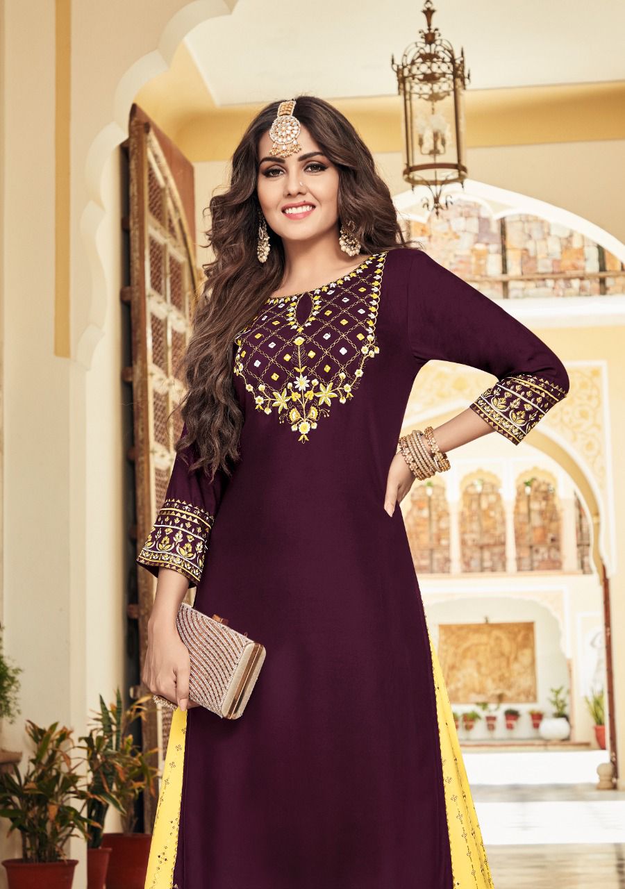 Manas Fab PL 1 Designer Kurti Sharara Dupatta Combo Set Designs