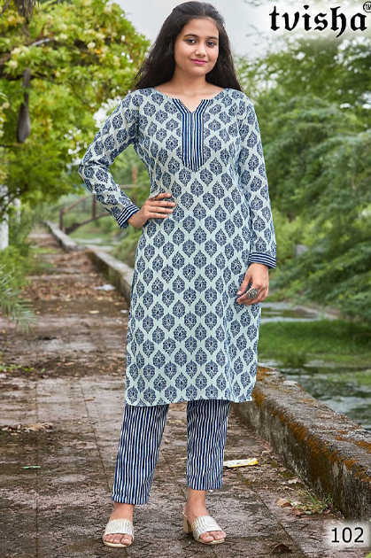 Tvisha Raashee Kurti with Pant Cotton Catalog 8 Pcs
