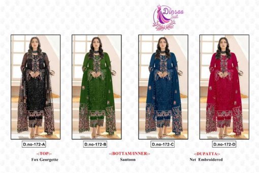 Dinsaa DS 172 Georgette Salwar Suit Catalog 4 Pcs 5 510x340 - Dinsaa DS 172 Georgette Salwar Suit Catalog 4 Pcs