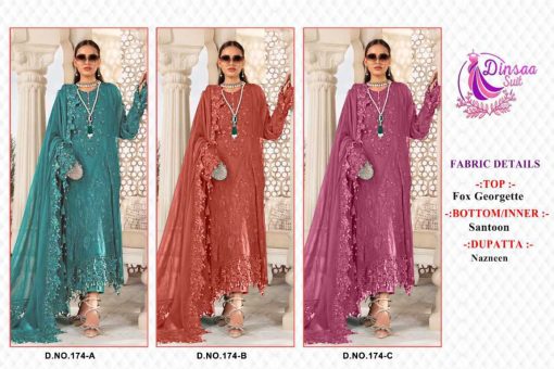 Dinsaa DS 174 Georgette Salwar Suit Catalog 3 Pcs 4 510x340 - Dinsaa DS 174 Georgette Salwar Suit Catalog 3 Pcs